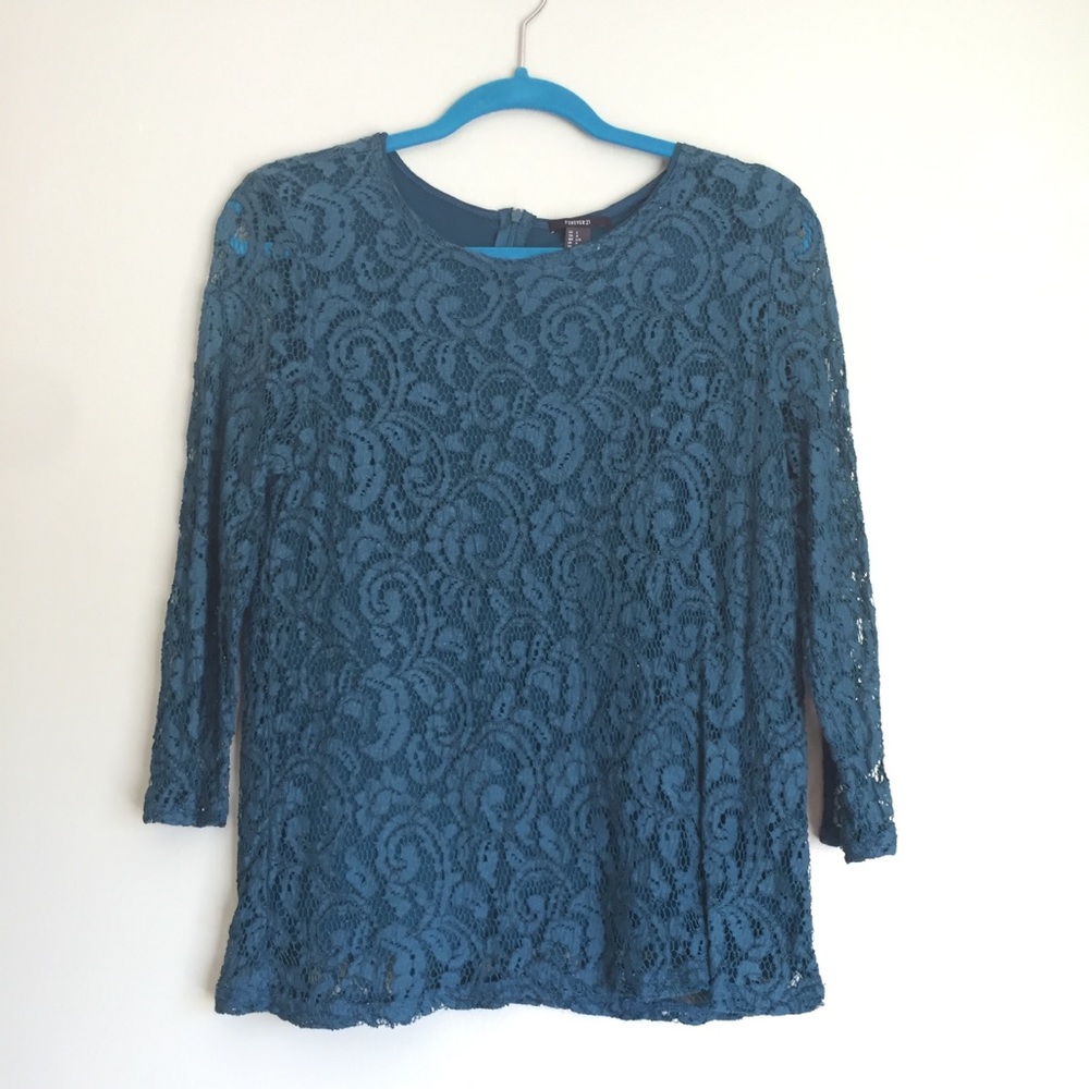 Forever 21 Emerald Green Lace Blouse